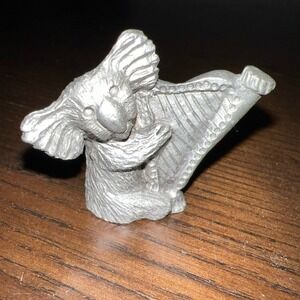 Spoontique Pewter Koala Bear Playing Harp Australia Statue Figurine 1.5 Inch